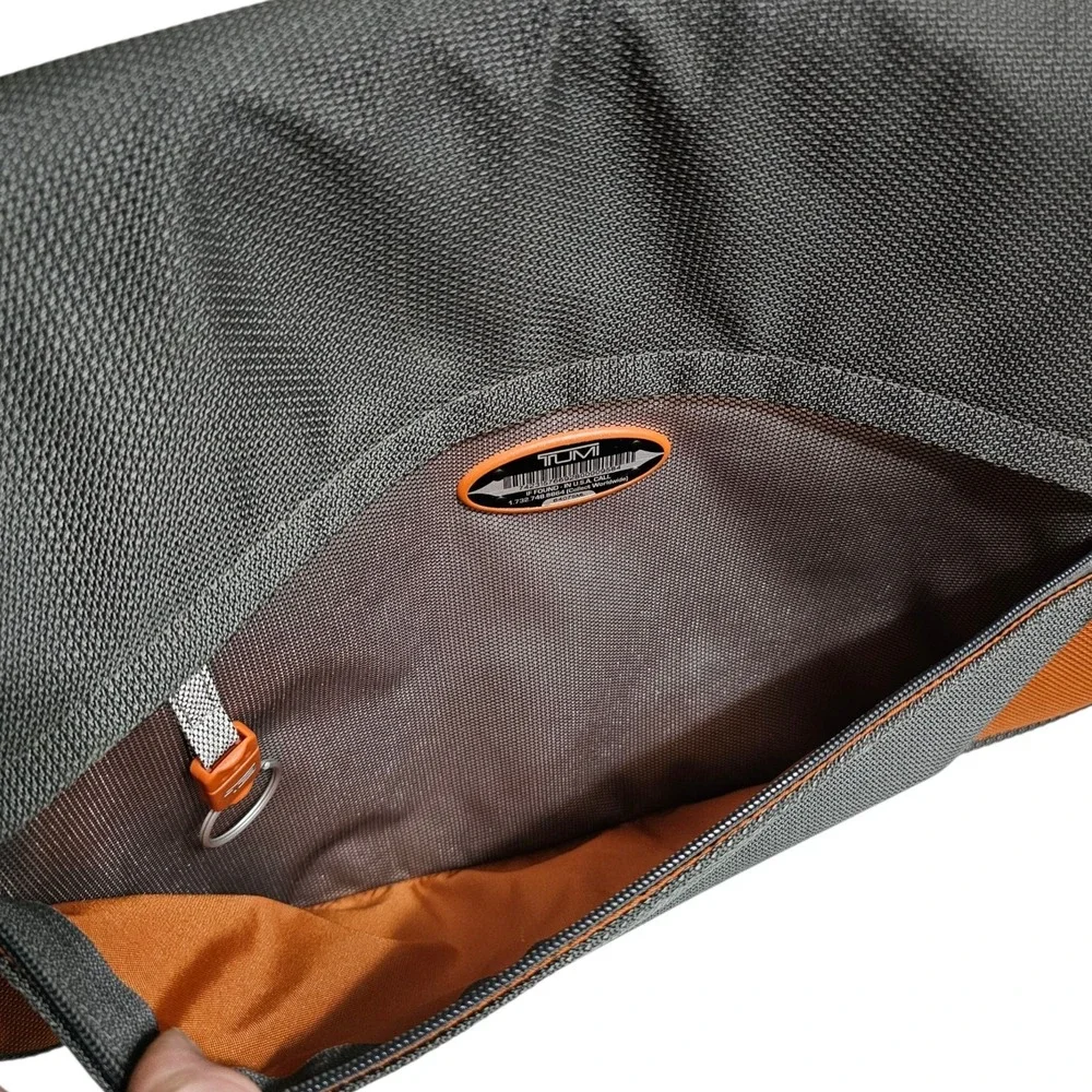 Tumi Ducati Corse Messenger Bag Laptop Crossbody Shoulder Travel Gray Orange